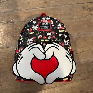 Valentines Loungefly Disney Backpack with Heart & Mickey hands
